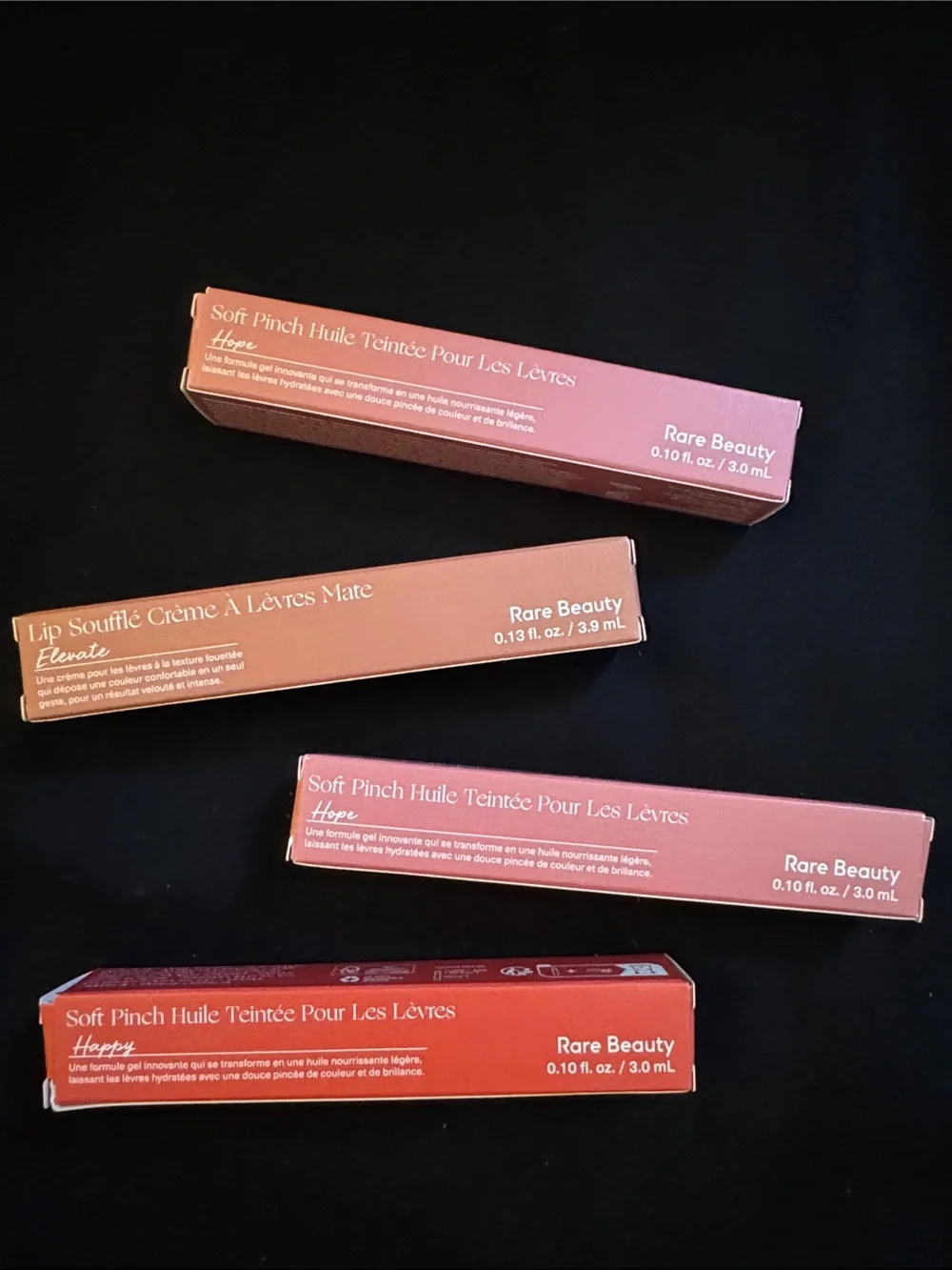 Rare Beauty Lip Set in Pink, Peach & Coral Boxes